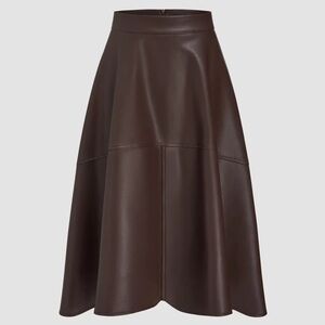 Cider Dark Brown A-Line Leather Skirt
